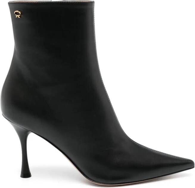 Gianvito Rossi 85mm pointy-toe leather boots Black