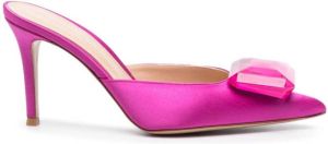 Gianvito Rossi 90mm crystal-detail satin pumps Pink