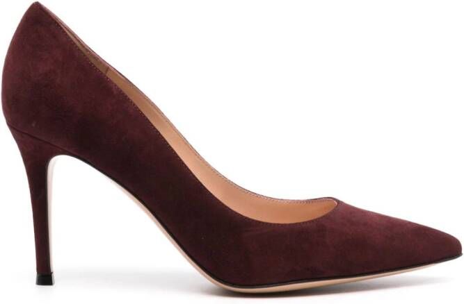 Gianvito Rossi 90mm pointed-toe suede pumps Brown