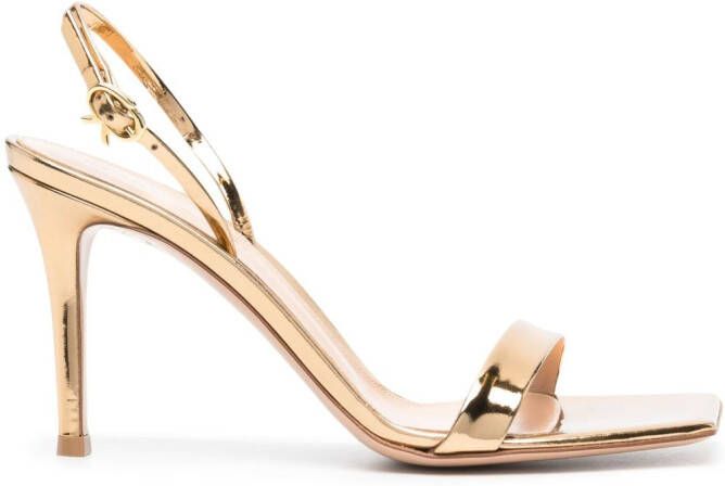 Gianvito Rossi 95mm metallic slingback sandals Gold