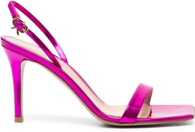 Gianvito Rossi 95mm metallic slingback sandals Pink