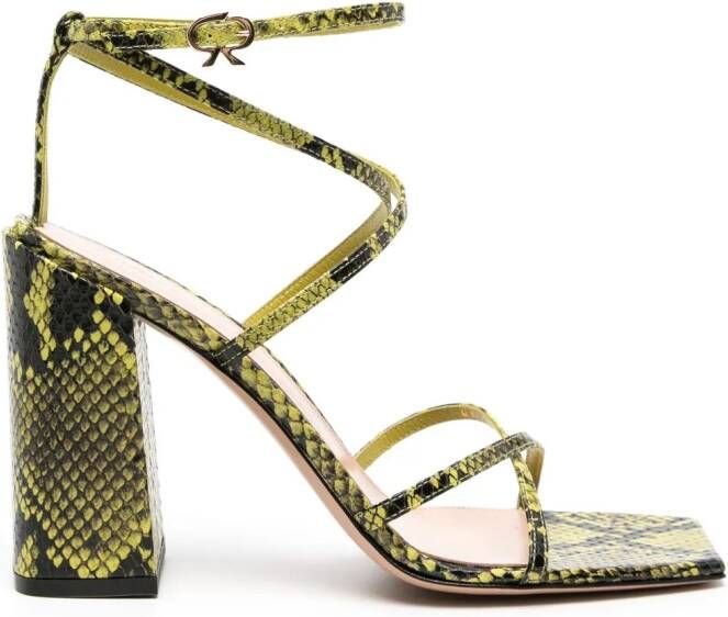 Gianvito Rossi 95mm snakeskin-effect strappy sandals Green