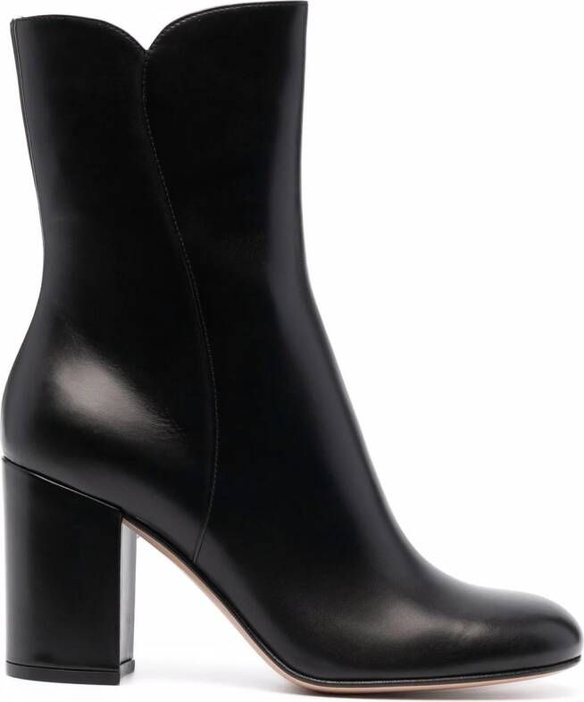 Gianvito Rossi block-heel leather ankle boots Black