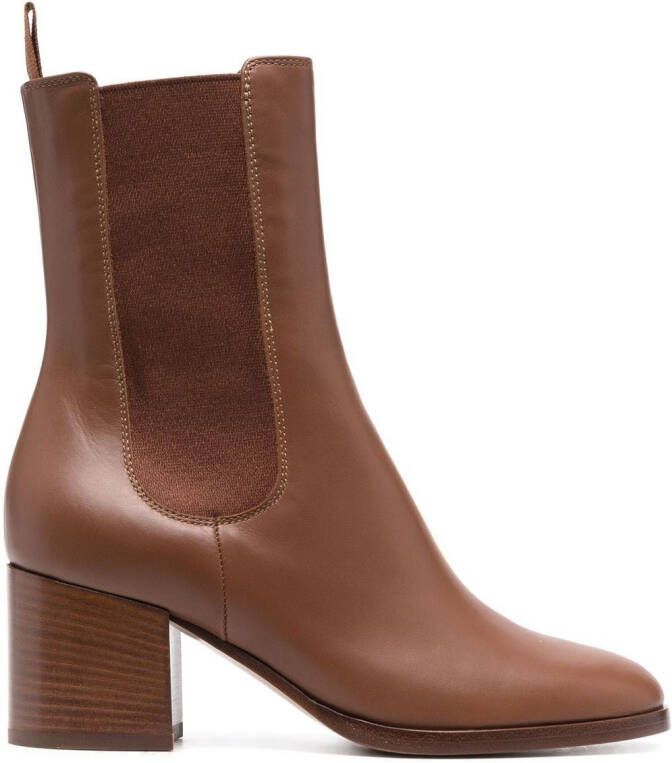 Gianvito Rossi block-heel leather Chelsea boots Brown