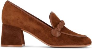 Gianvito Rossi braided-strap block-heel loafers Brown