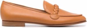 Gianvito Rossi braided-trim leather loafers Brown