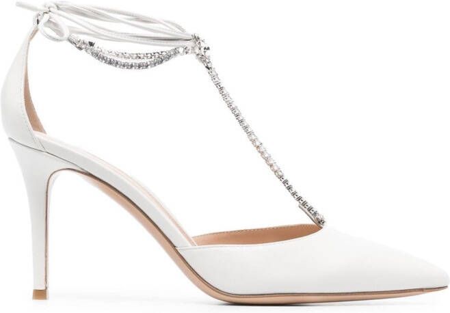 Gianvito Rossi Brilliant 85mm crystal-embellished pumps White