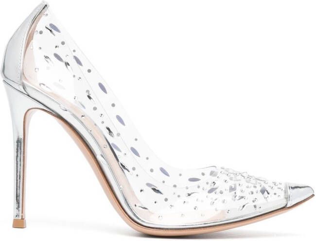 Gianvito Rossi Halley 105mm crystal-embellished pumps White