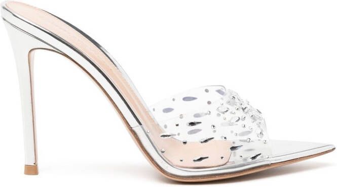 Gianvito Rossi crystal-embellished transparent mules Silver