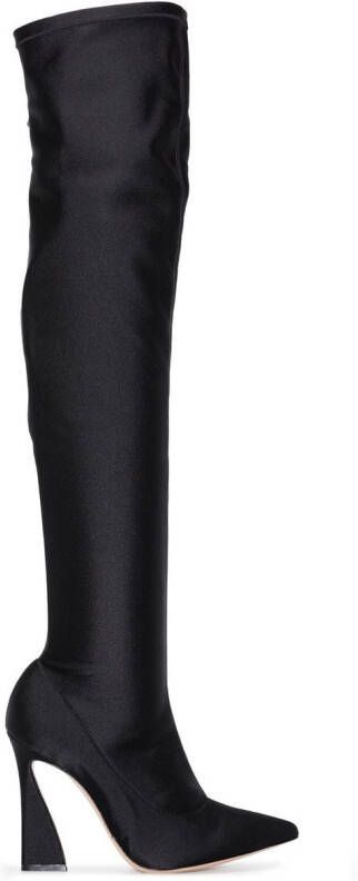 Gianvito Rossi curved heel over-the-knee boots Black
