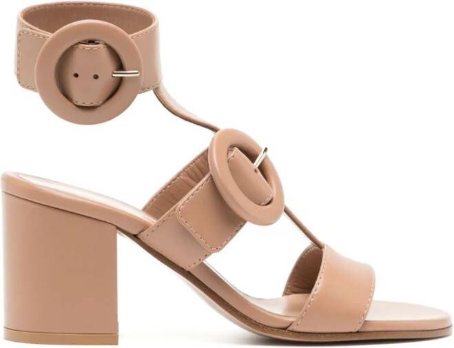 Gianvito Rossi double-buckle leather sandals Neutrals