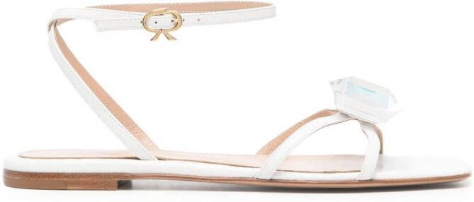 Gianvito Rossi embellished leather flat sandals White