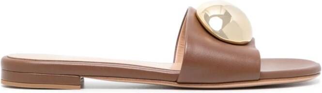 Gianvito Rossi embellished leather sandals Brown