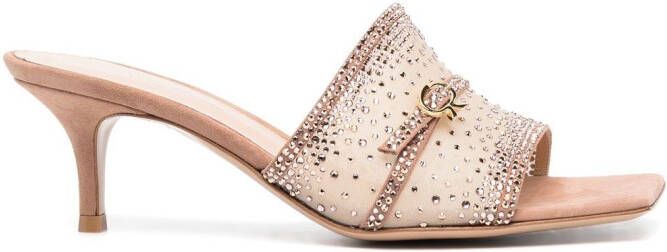 Gianvito Rossi embellished-strap backless mules Neutrals