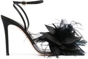 Gianvito Rossi feather-embellished sandals Black