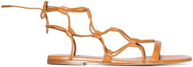 Gianvito Rossi flat cage sandals Brown