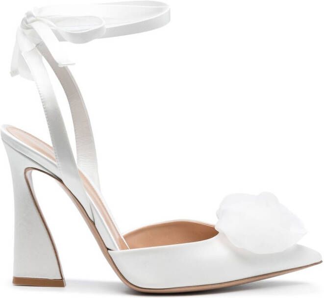 Gianvito Rossi flower-detailing pointed-toe pumps White