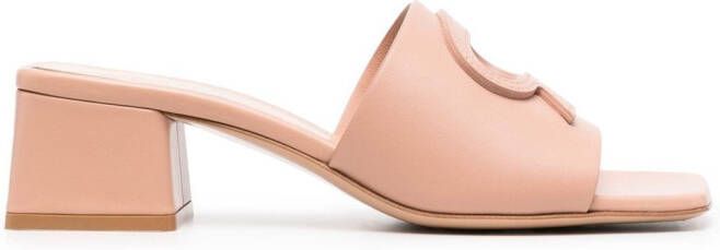 Gianvito Rossi Ribbon 45mm leather slides Neutrals