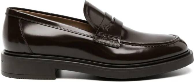 Gianvito Rossi Harris debossed-logo leather loafers Brown