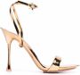 Gianvito Rossi Spice Ribbon 95mm metallic-effect sandals Gold - Thumbnail 1