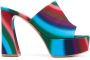 Gianvito Rossi Holly 115mm striped platform mules Blue - Thumbnail 1