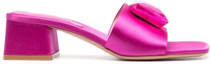 Gianvito Rossi Jaipur 50mm embellished satin mules Pink