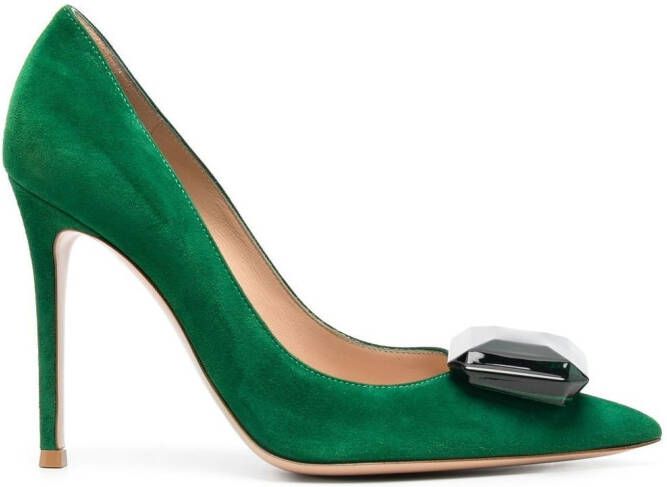 Gianvito Rossi Jaipur 105mm gemstone-embellished pumps Green
