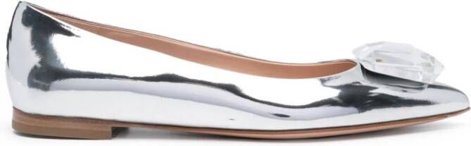 Gianvito Rossi Jaipur patent-finish leather ballerina shoes Silver