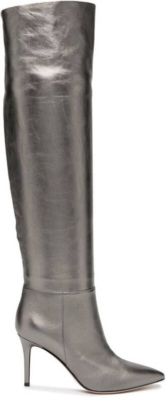 Gianvito Rossi knee-length metallic effect boots Grey