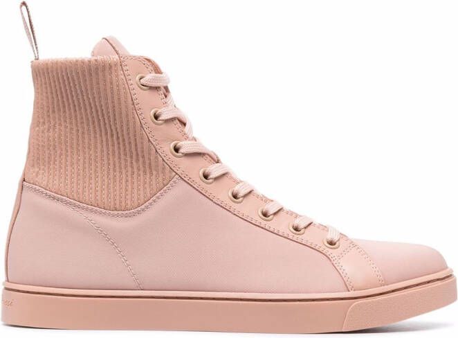 Gianvito Rossi knit-panelled high-top sneakers Pink
