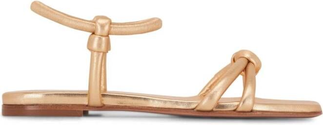 Gianvito Rossi knot-detail flat leather sandals Gold