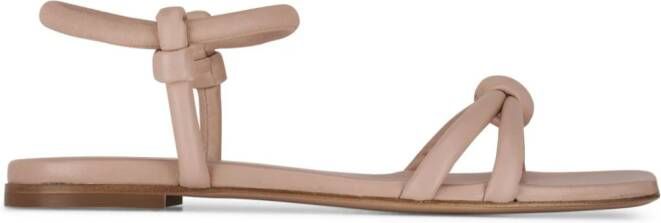 Gianvito Rossi knot-detail flat leather sandals Pink