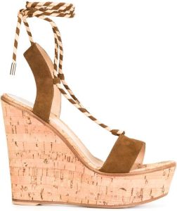Gianvito Rossi lace-up wedge sandals Brown