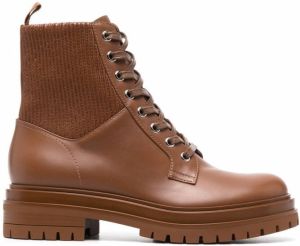 Gianvito Rossi Martis 20 ribbed-detail combat boots Brown