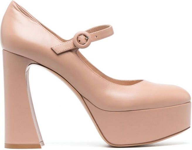 Gianvito Rossi Mary Jane 130mm leather platform pumps Neutrals