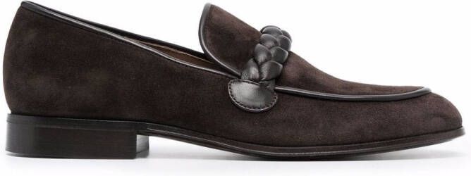Gianvito Rossi Massimo braid-embellished suede loafers Brown