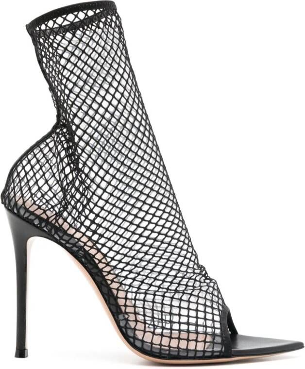 Gianvito Rossi mesh-design pointed-toe boots Black