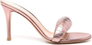 Gianvito Rossi metallic-effect crystal-embellished sandals Pink