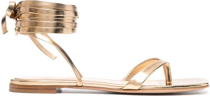 Gianvito Rossi metallic-effect lace-up sandals Gold