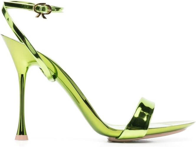 Gianvito Rossi metallic-finish 110mm heeled sandals Green