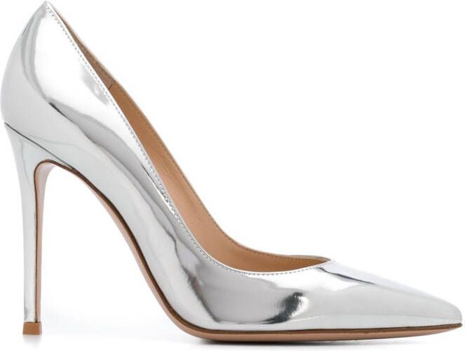 Gianvito Rossi Gianvito 105mm metallic-effect pumps Silver