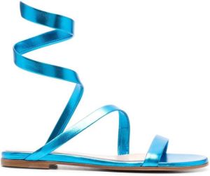 Gianvito Rossi metallic wrap-around sandals Blue