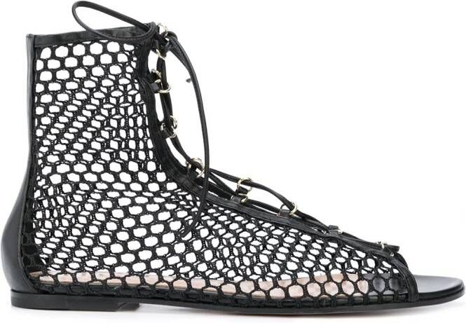 Gianvito Rossi perforated lace-up sandals Black