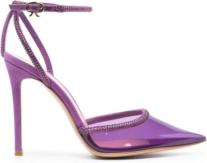 Gianvito Rossi Plexi 110mm crystal-embellished pumps Purple