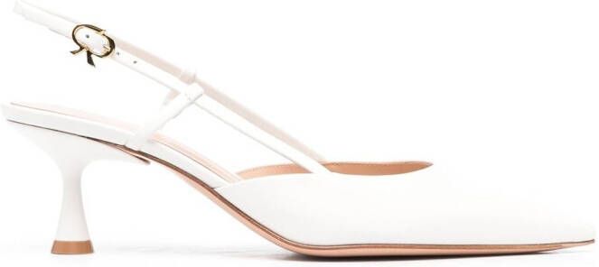 Gianvito Rossi point toe slingback leather pumps White