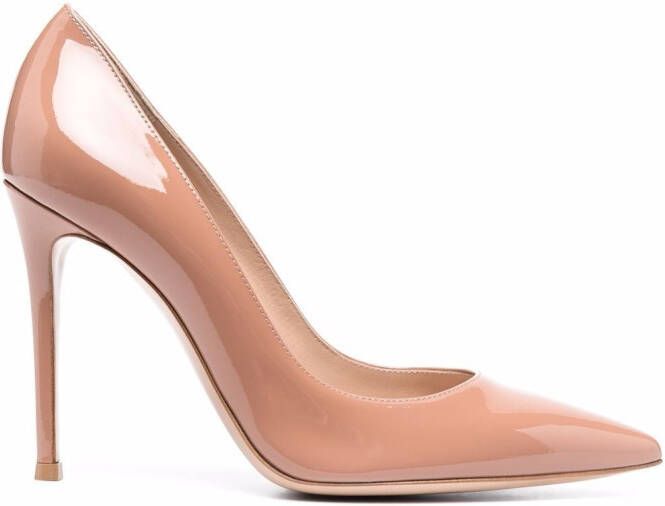 Gianvito Rossi pointed 100mm patent leather pumps Neutrals