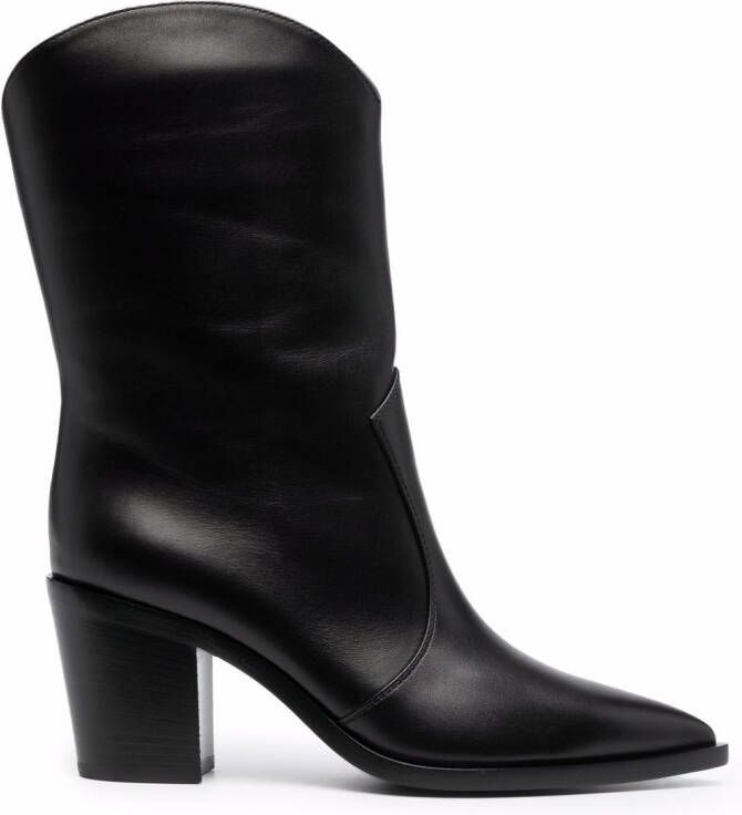 Gianvito Rossi pointed leather boots Black