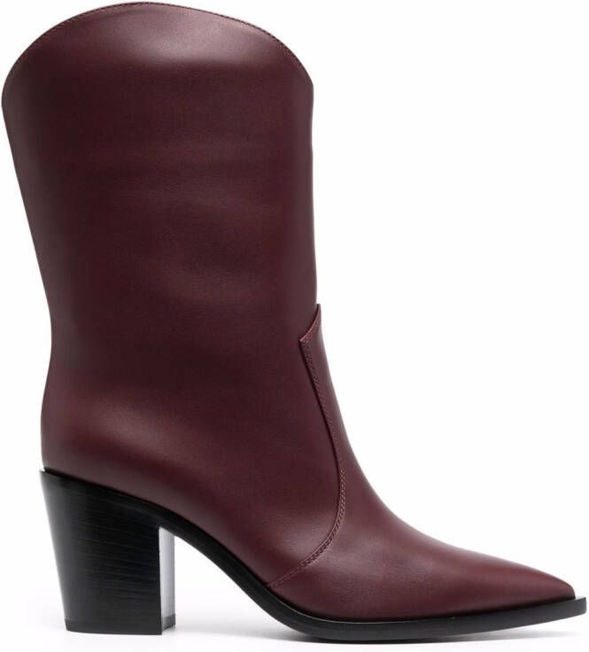 Gianvito Rossi pointed leather boots Red