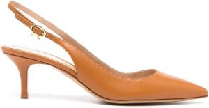 Gianvito Rossi pointed leather pumps Brown