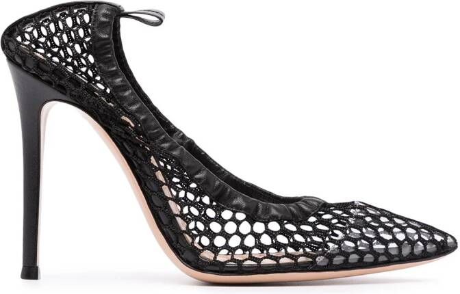 Gianvito Rossi pointed mesh pumps Black
